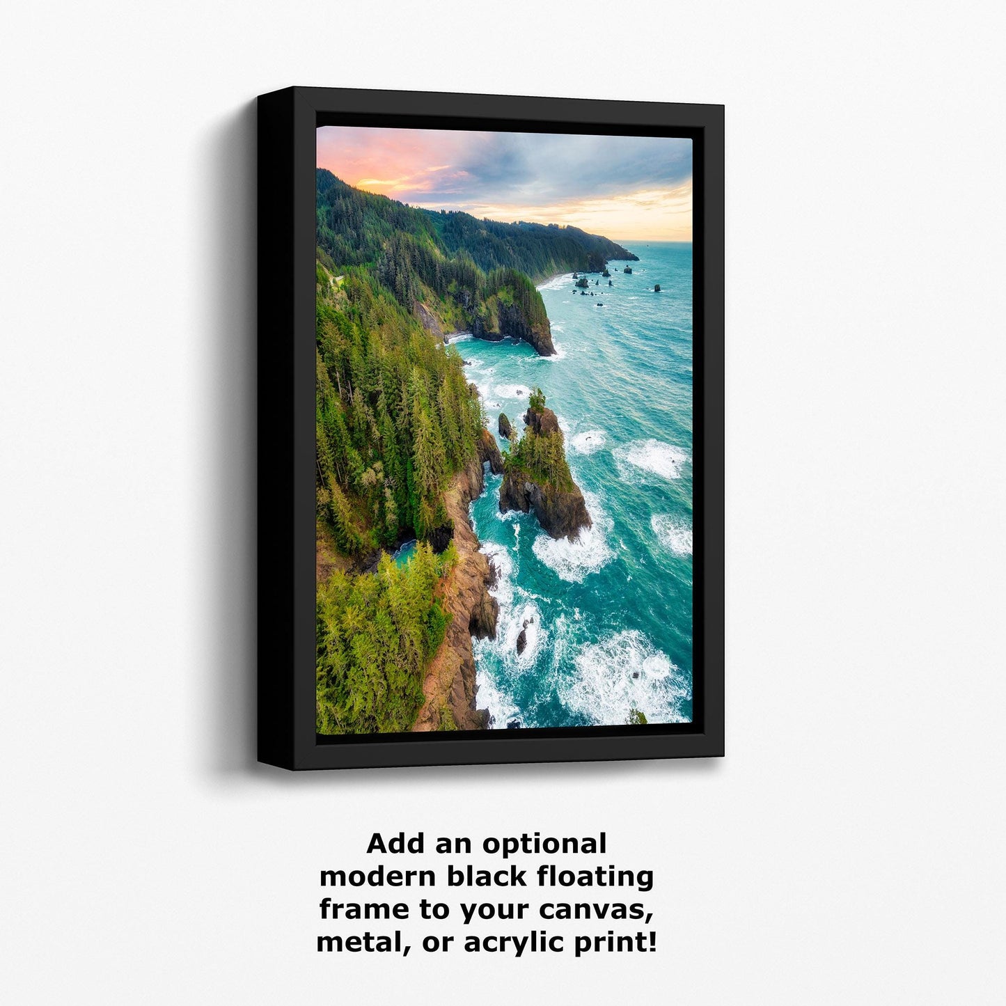 Oregon Coast Ocean Picture, Pacific Northwest Sunrise Nature Photo Relaxation Artwork for Meditation, Apartment, Office & House Décor