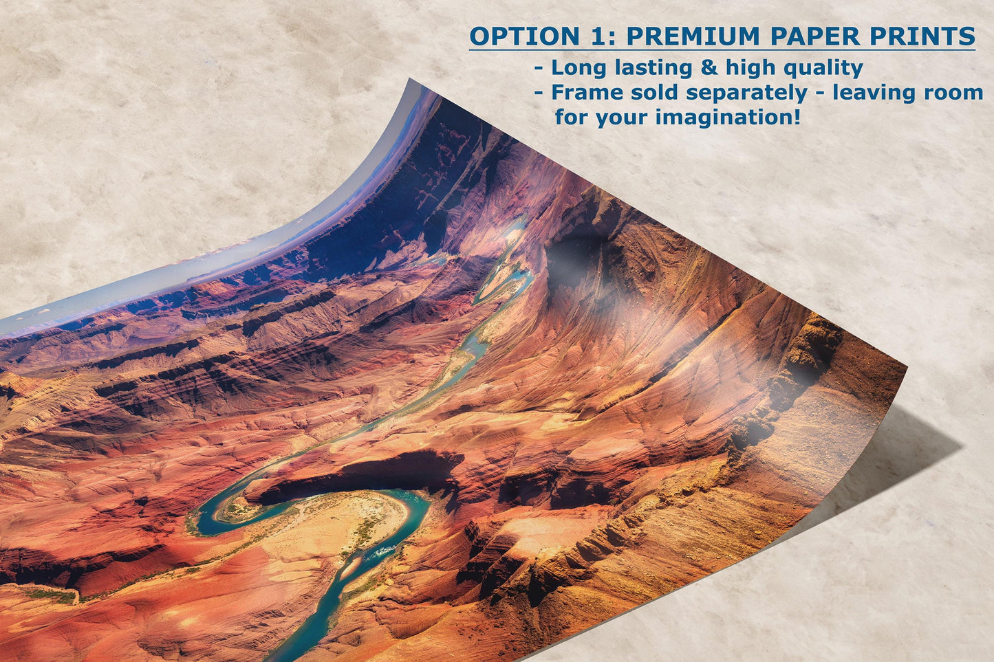 Grand Canyon National Park, Aerial Arizona Desert Picture Nature Photo, Bohemian Style Relaxation Artwork for Meditation, Apartment, Office & House Décor