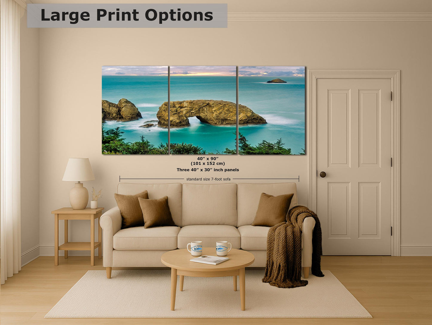 Sea Arch Oregon Coast Ocean Picture, Pacific Northwest Nature Photo Relaxation Artwork for Meditation, Apartment, Office & House Décor