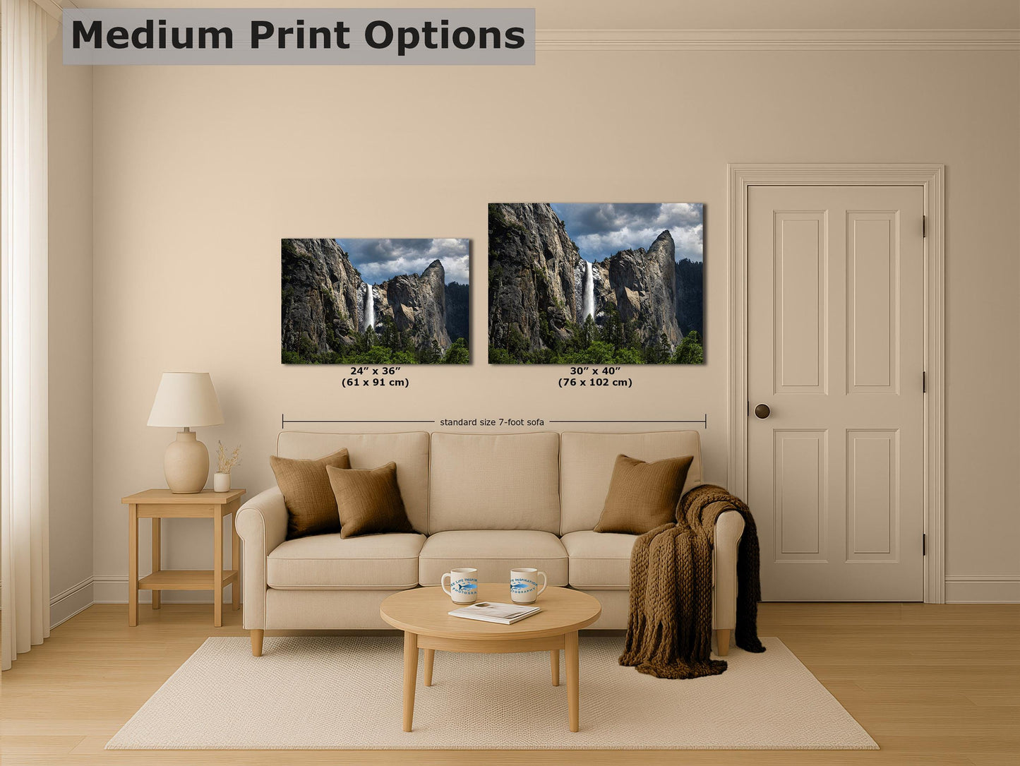 Bridalveil Falls Yosemite National Park Nature Photo Relaxation Artwork Waterfall Picture for Meditation, Dorm Room, Office, and House Decor