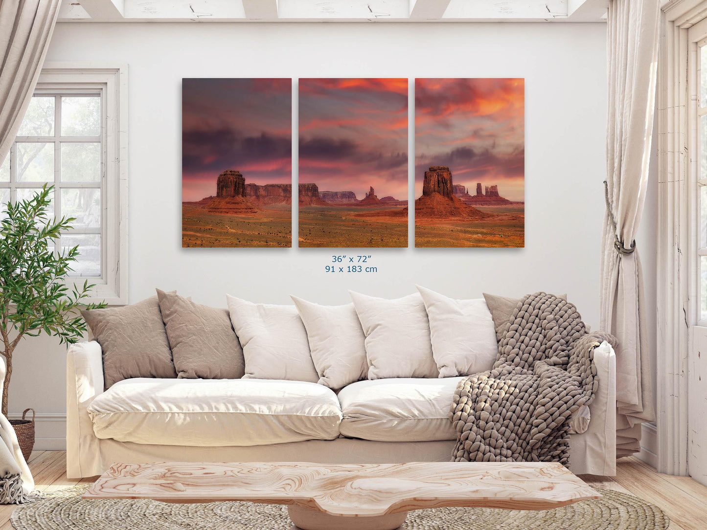 Monument Valley Arizona Desert Picture Nature Photo Panorama, Bohemian Style Relaxation Artwork for Meditation, Apartment, Office & House Décor