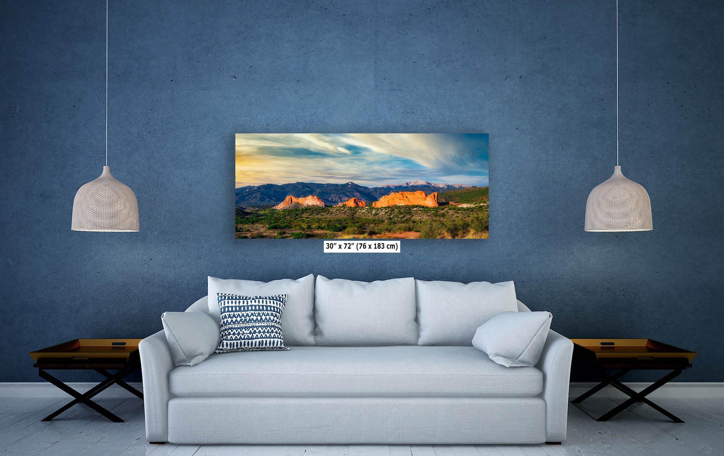 Garden of the Gods & Pikes Peak, Colorado Springs Canvas Panoramic Extra Large Mountain Wall Art Nature Lover Gift in Paper/Canvas/Metal