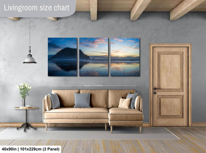 Morro Rock Sunset Reflection: California Coast Wall Art - Panoramic Seascape Photography Print