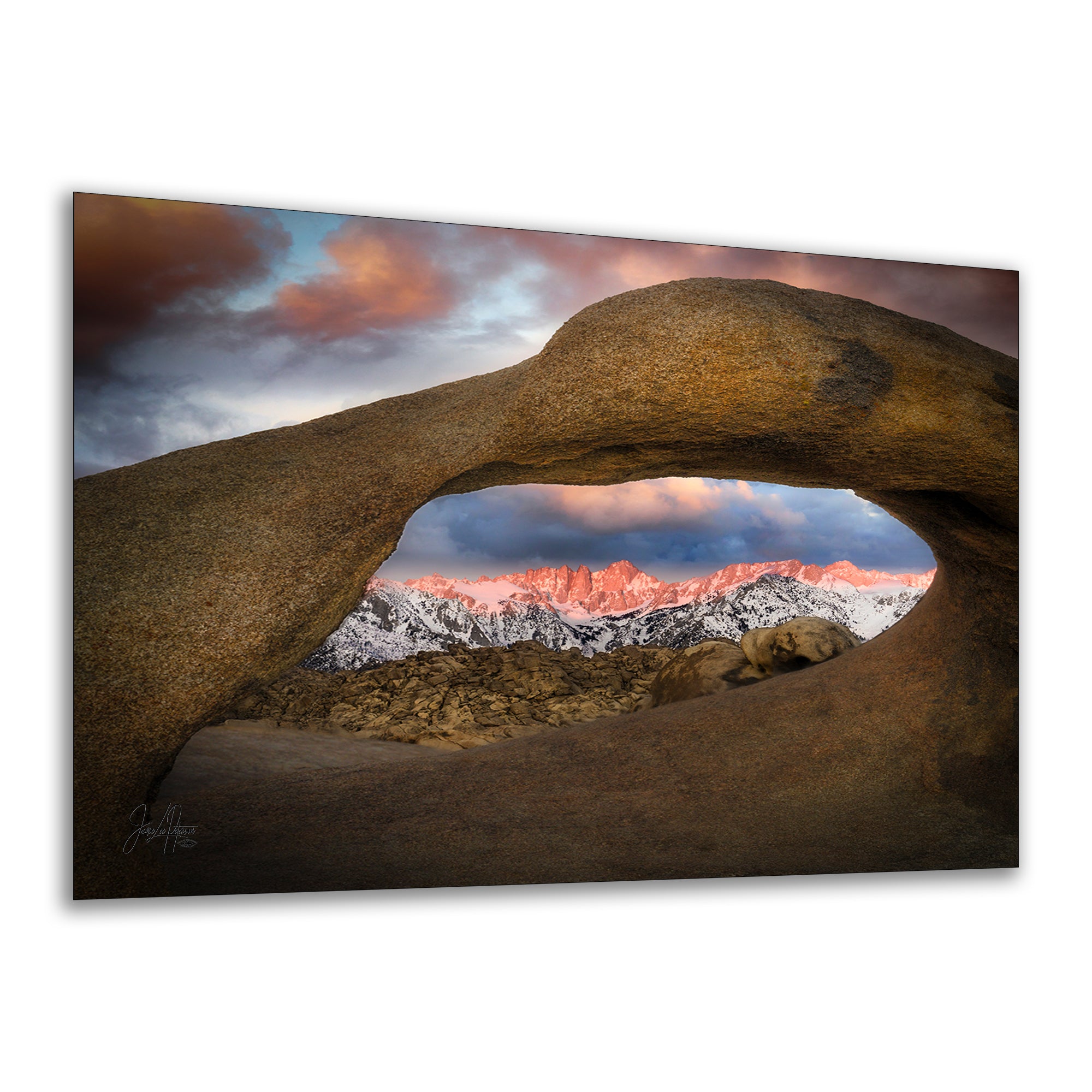 Mount Whitey & Mobius Arch Mountain Picture, Nature Photo from Alabama Hills for Relaxation Art for Meditation, Office, and House Decor
