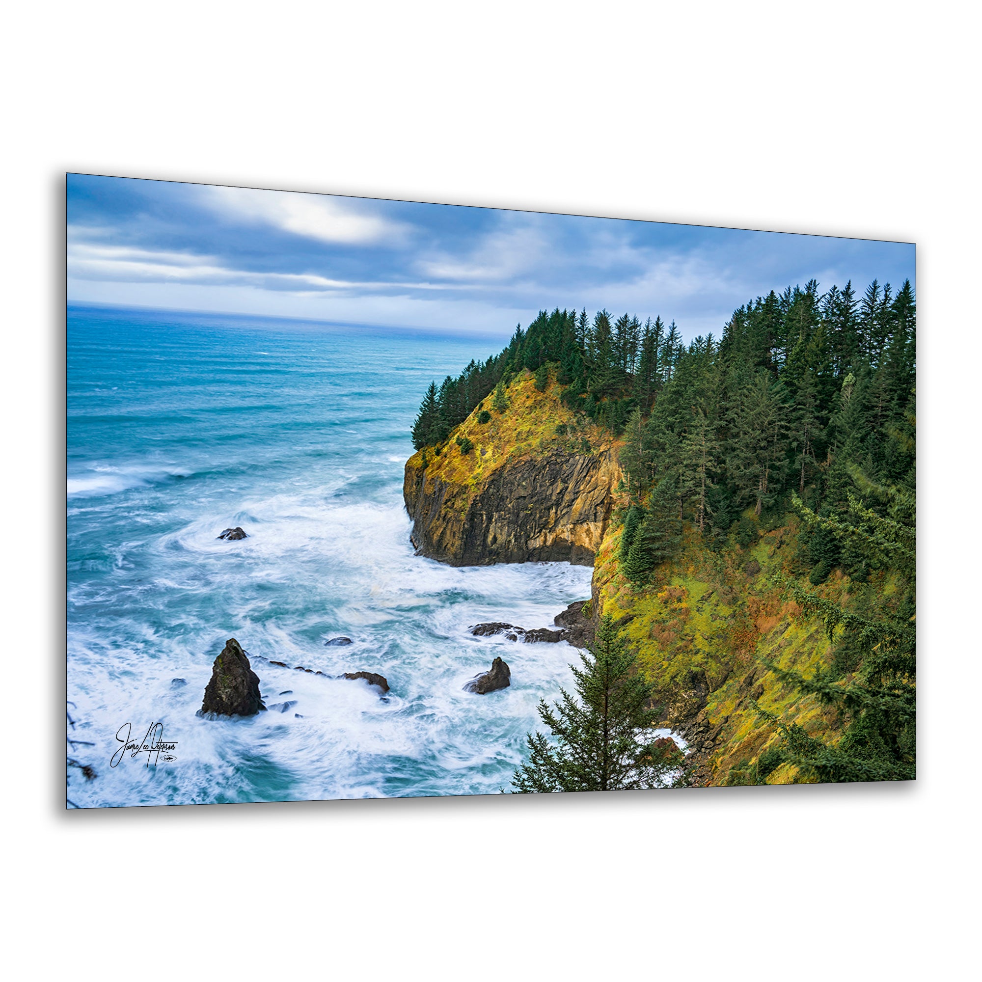 Oregon Coast Ocean Picture, Pacific Northwest Coastline Nature Photo Relaxation Artwork for Meditation, Apartment, Office & House Decor