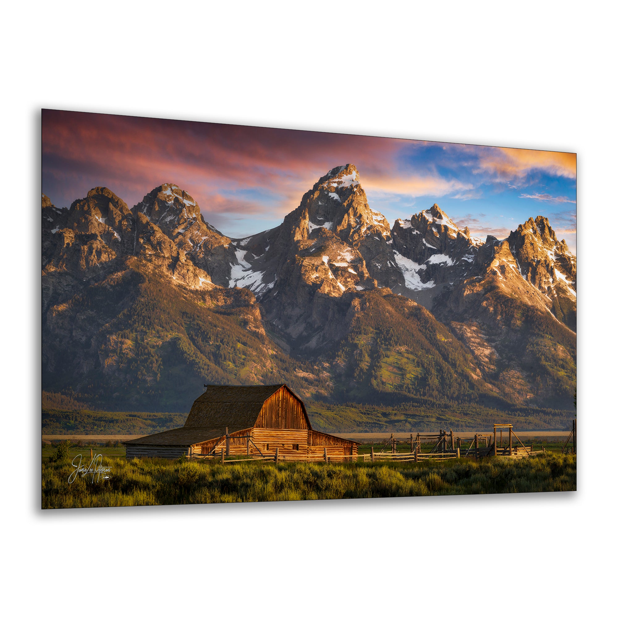 Mormon Row Grand Teton National Park Nature Photo, Moulton Barn Mountain Picture Relaxation Artwork for Meditation, Office, House Decor