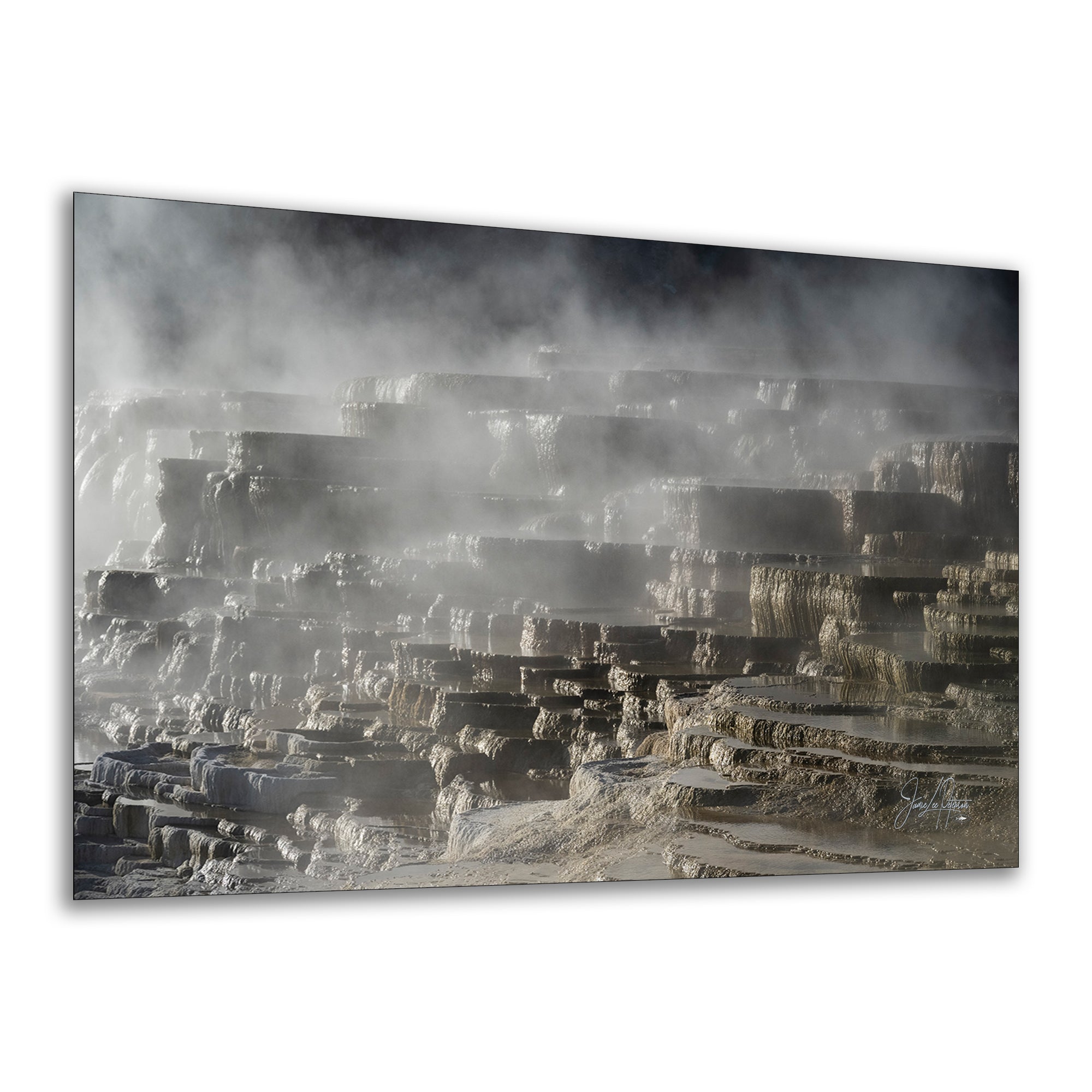 Mammoth Hot Springs Yellowstone National Park Nature Photo | Wyoming Mountain Picture Relaxation Artwork for Meditation or House Decor