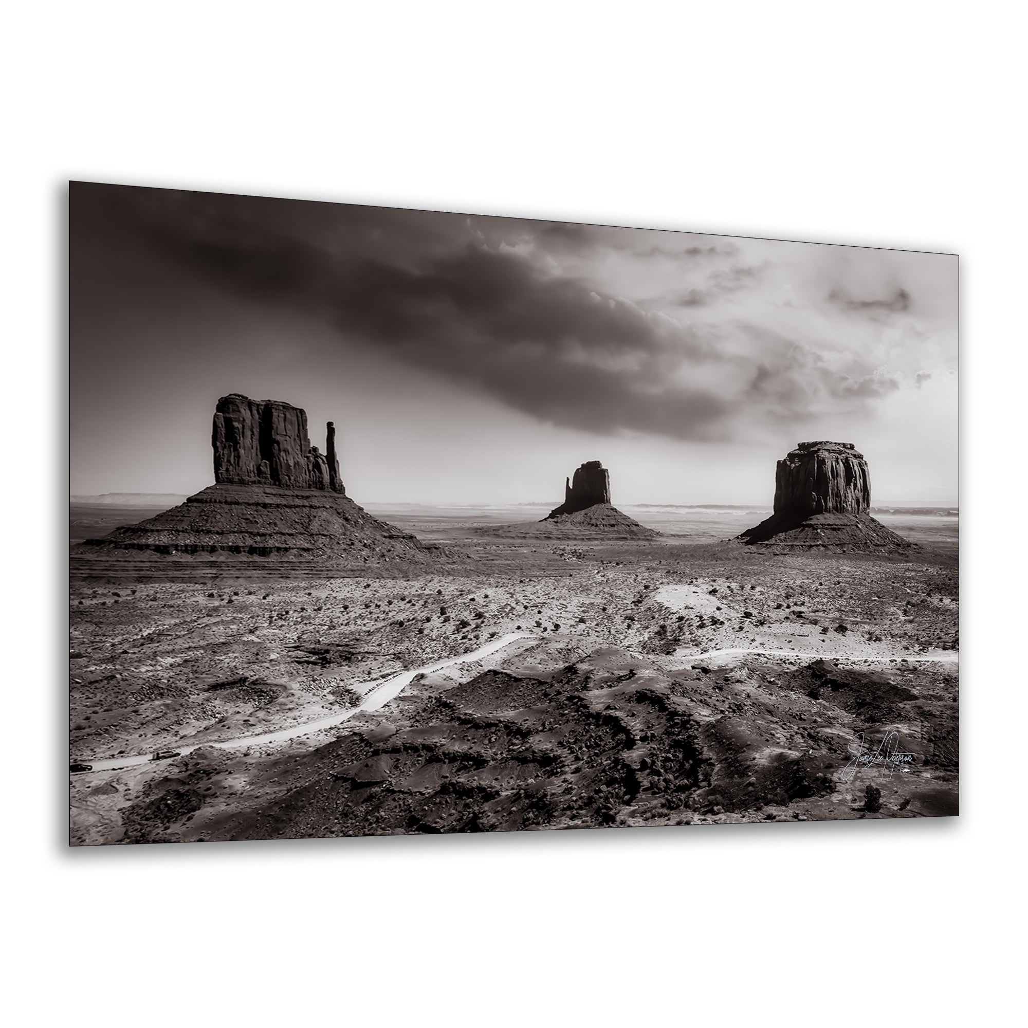 Monument Valley Arizona Desert Picture, Black and White Nature Photo, Bohemian Style Relaxation Artwork for Meditation, Apartment, Office & House Decor