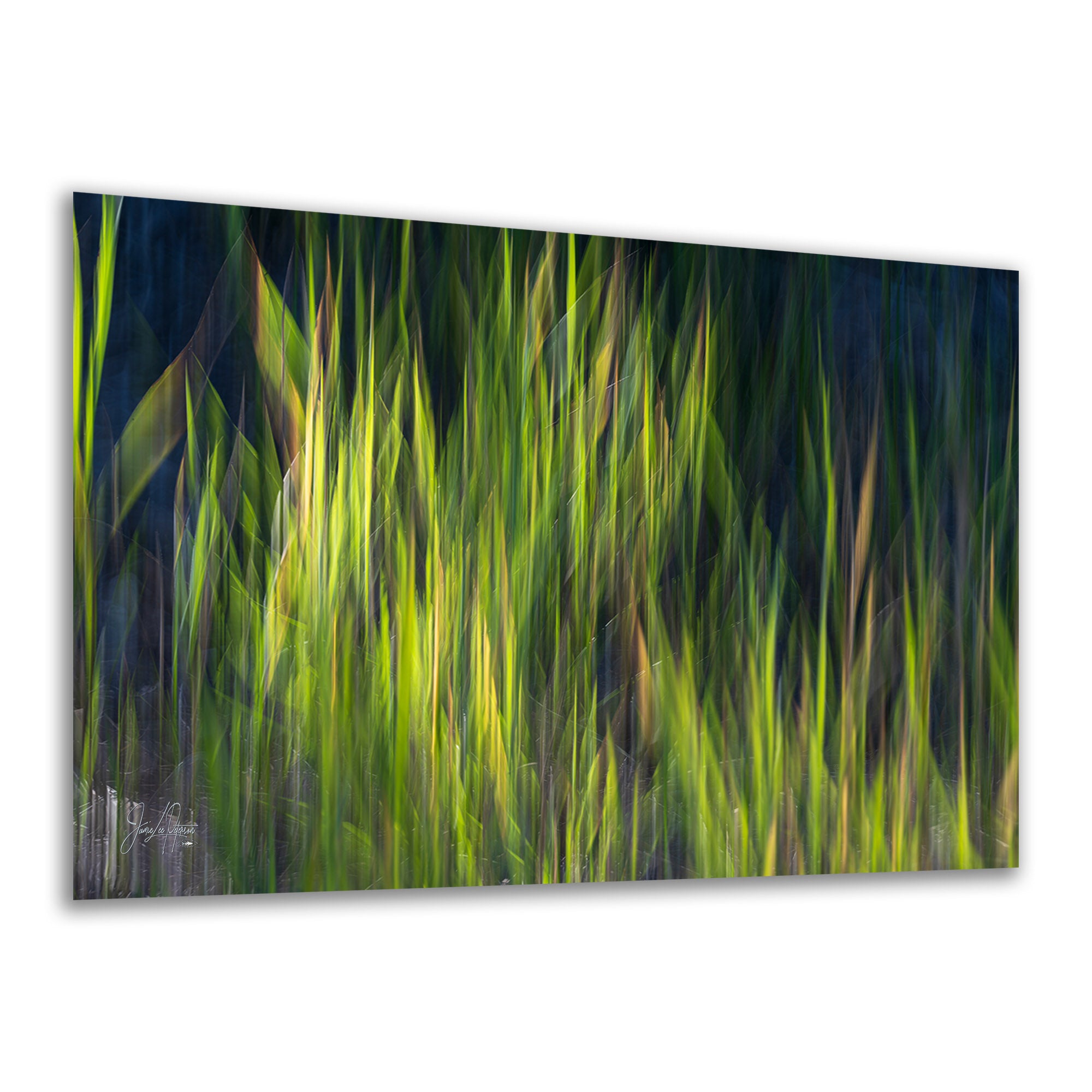 Abstract art piece with green and black colors on a white background
