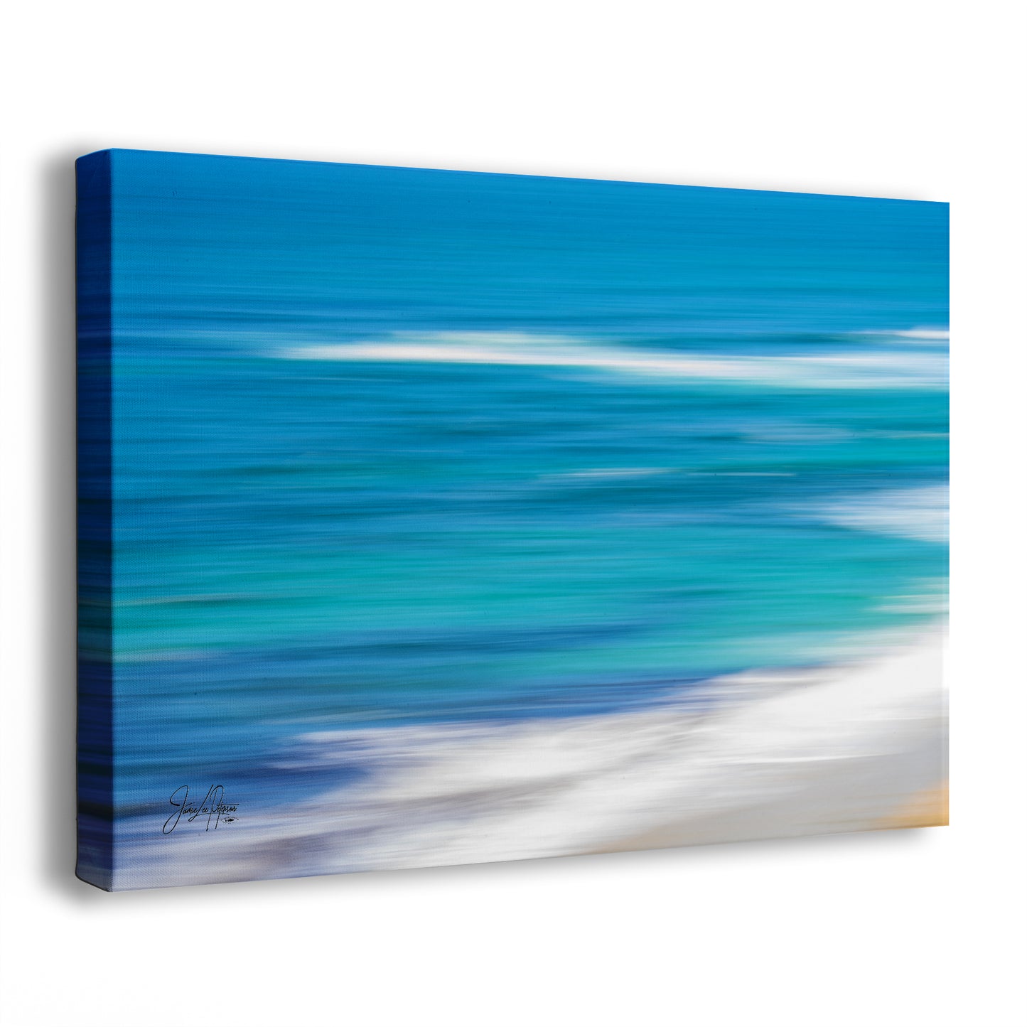Bright Beach Waves Ocean Picture Impressionist Art Nature Photo, Relaxation Artwork for Coastal Meditation, Office, and House Decor