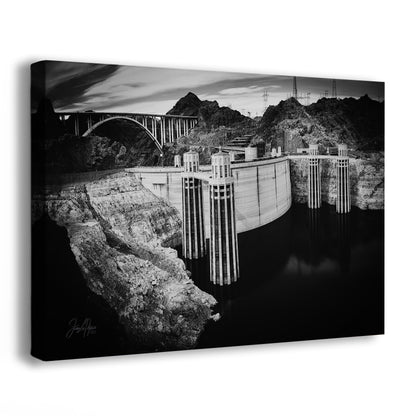Hoover Dam Wall Art Print Black-and-White Decor, Nevada Gift, Colorado River USA Landmark
