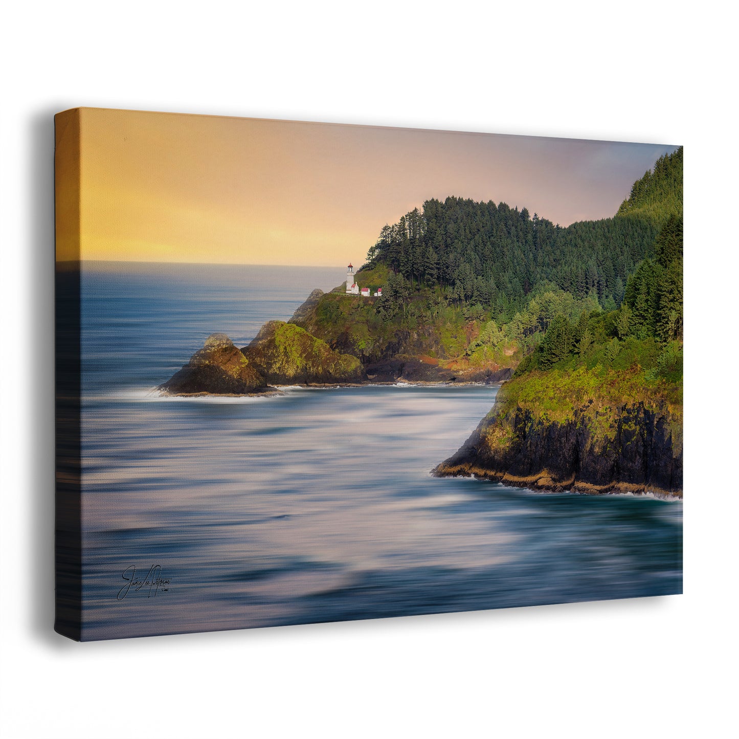 Haceta Head Lighthouse Picture, Oregon Coastline Ocean Picture, Pacific Northwest Beach Photo Framed Coastal Decor for Ocean Lovers
