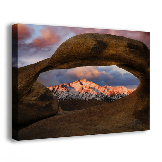 Lone Pine & Mobius Arch Mountain Picture, Nature Photo from Alabama Hills for Relaxation Art for Meditation, Office, and House Decor