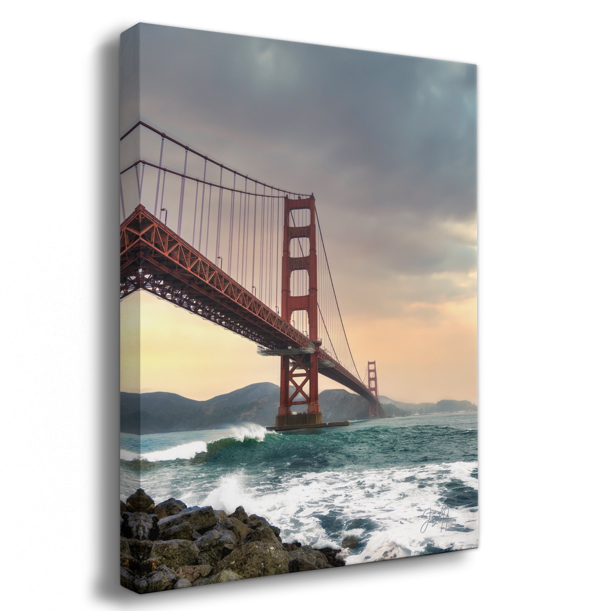 San Francisco Golden Gate Bridge Picture - California Coastline Giant Canvas Print for House Decor & Housewarming