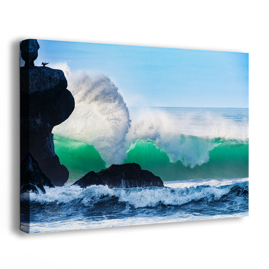 Beach Wave Ocean Picture, California Coastline Nature Photo Wall Decor, Morro Rock Artwork