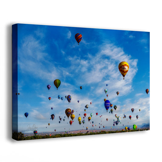 Hot Air Balloon Festival Mass Ascension | Albuquerque New Mexico Balloon Fiesta Wall Art Panorama | Office, Cubicle & House Decor