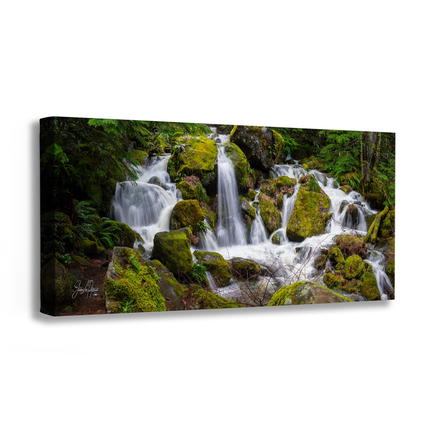 Oregon Pacific Northwest Waterfall Picture Nature Photo Relaxation Artwork in Bohemian Style for Meditation, Office, Apartment, House Decor