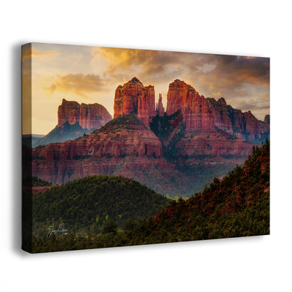 Cathedral Rock, Moody Sedona Arizona Desert Picture Nature Photo Relaxation Artwork for Meditation, Office, and House Decor