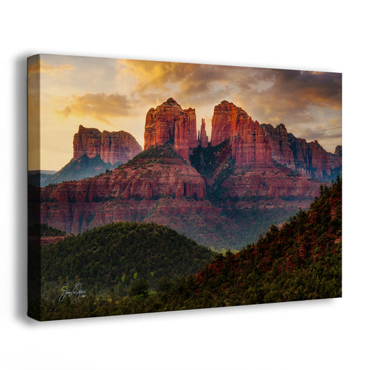 Cathedral Rock, Moody Sedona Arizona Desert Picture Nature Photo Relaxation Artwork for Meditation, Office, and House Decor