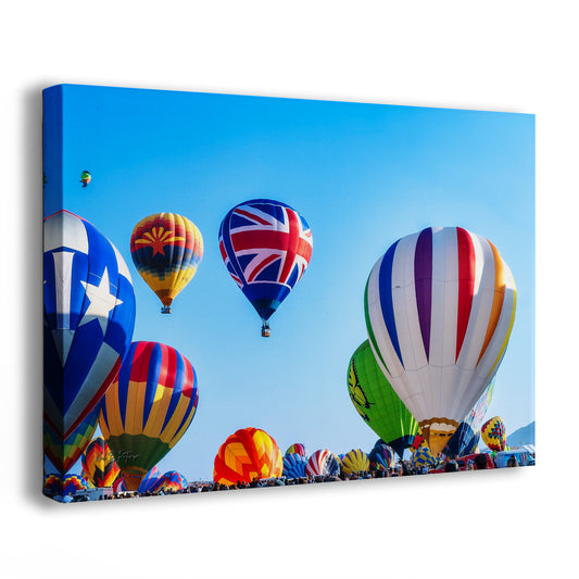 Union Jack Hot Air Balloon Festival Mass Ascension, Albuquerque New Mexico Balloon Fiesta Wall Art, Office, Cubicle & House Decor