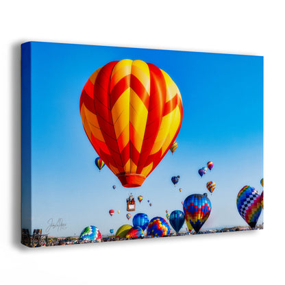 Hot Air Balloon Art, Albuquerque Balloon Festival Decor, New Mexico Art Print, United Kingdom Flag Balloon in Paper/Canvas/Metal
