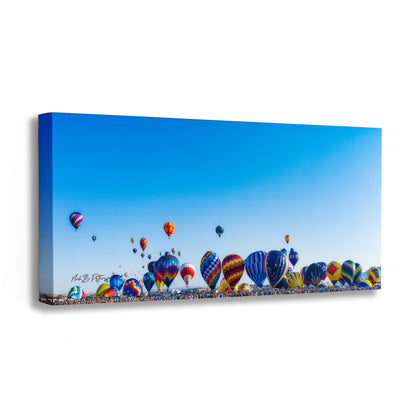 Hot Air Balloon Festival Mass Ascension Panorama Photo, Albuquerque New Mexico Balloon Fiesta Wall Art, Office, Cubicle & House Decor