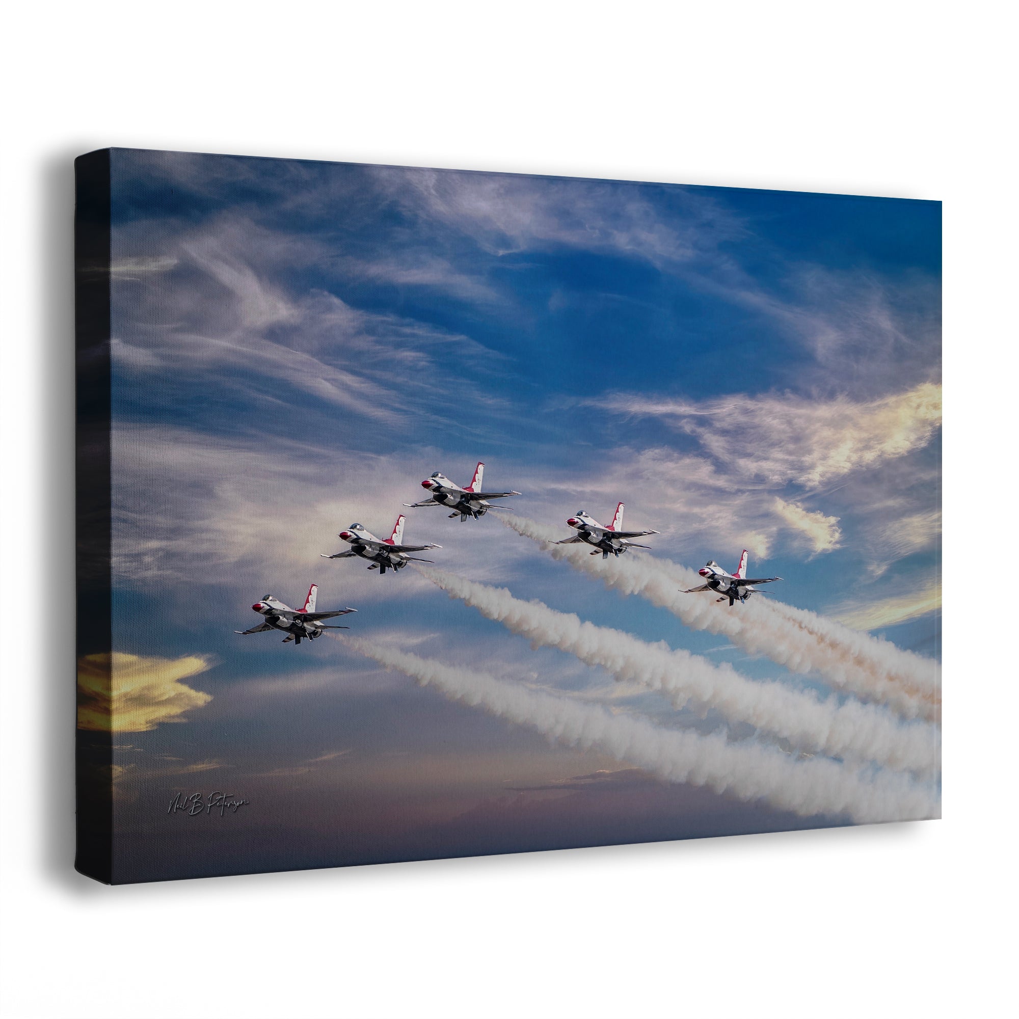 US Airforce Thunderbirds F-16 Fighting Falcon Aviation Artwork, Man Cave Decor & Garage Art | Military Jet Fighter Poster