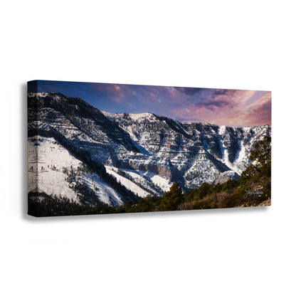 Mt Charleston Nevada Mountain Picture, Snowy Scenery Nature Photo Relaxation Artwork, Winter Landscape for Office, Dorm, Bohemian Decor