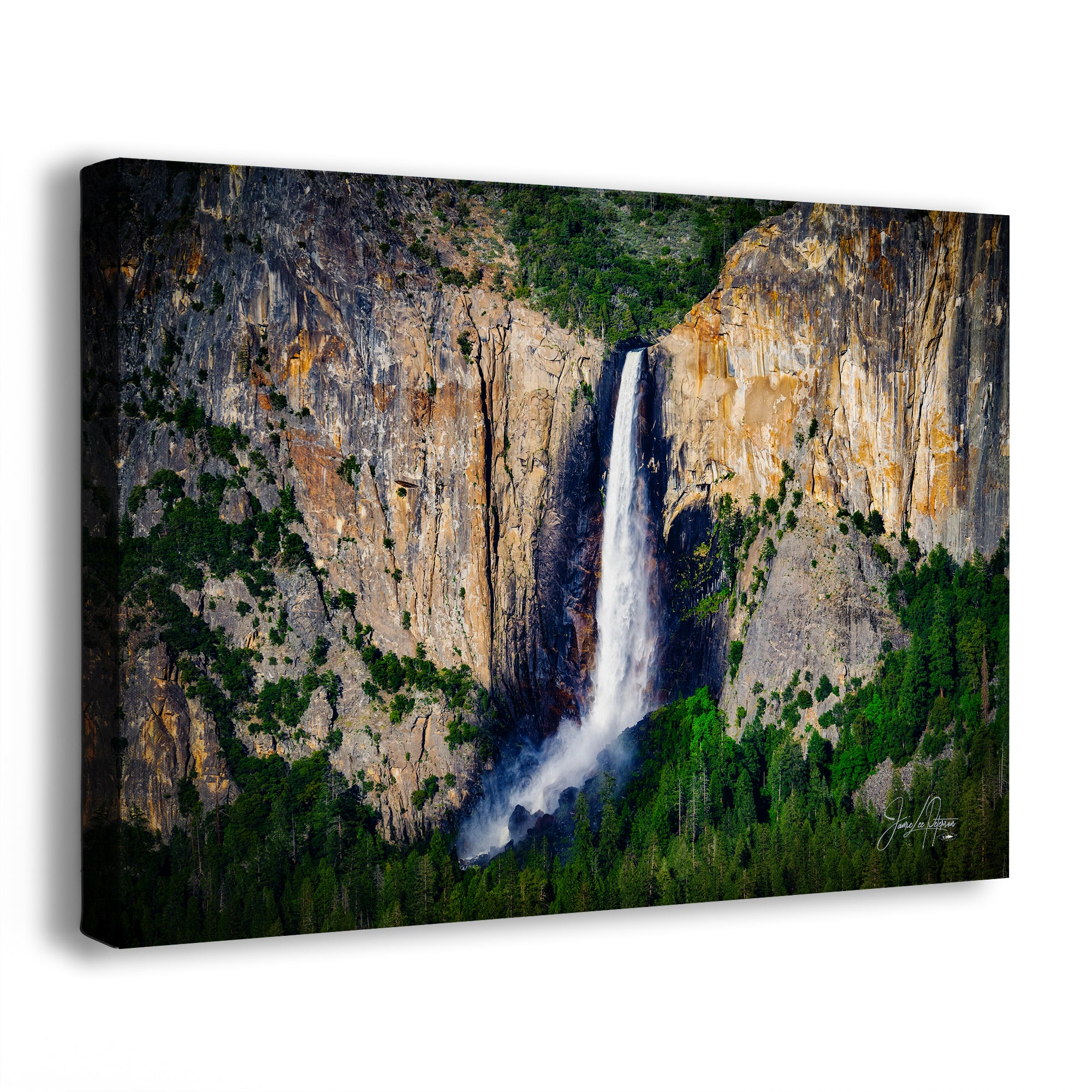 Bridalveil Falls Yosemite National Park Nature Photo Close Up, Relaxation Artwork Waterfall Picture for Meditation, Dorm Room, Office, and House Decor
