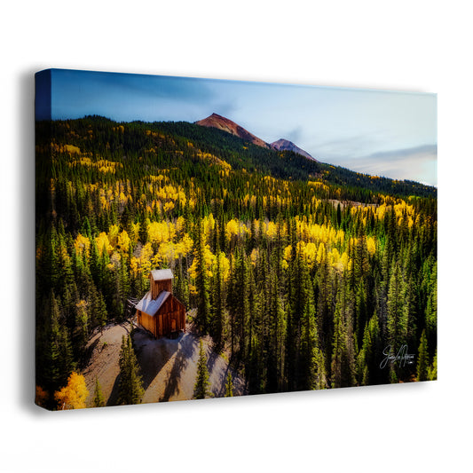 Colorado Boy Mine, San Juan Mountain Picture, Fall Colors Aspen Trees Forest Picture Nature Photo for Relaxation Artwork, Meditation and House Decor