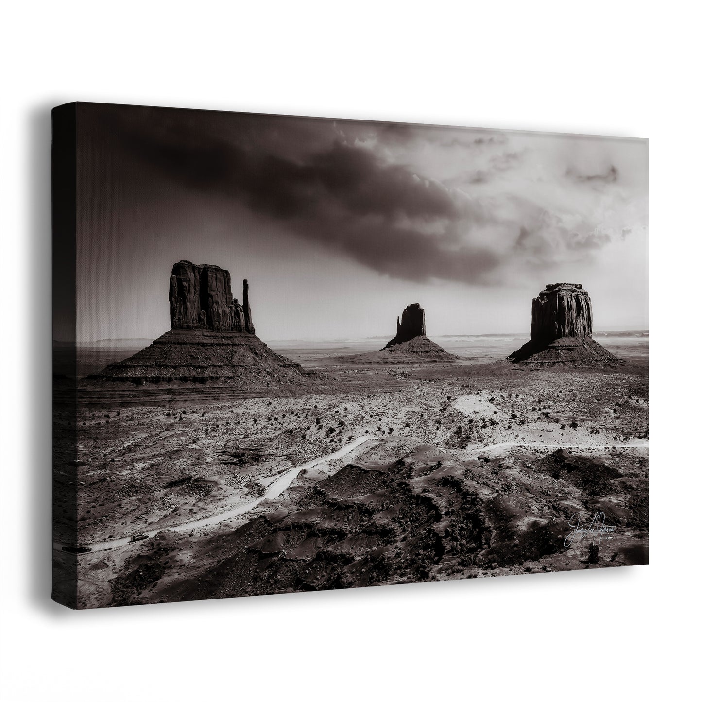 Monument Valley Arizona Desert Picture, Black and White Nature Photo, Bohemian Style Relaxation Artwork for Meditation, Apartment, Office & House Decor