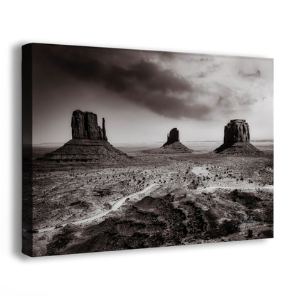 Monument Valley Arizona Desert Picture, Black and White Nature Photo, Bohemian Style Relaxation Artwork for Meditation, Apartment, Office & House Decor