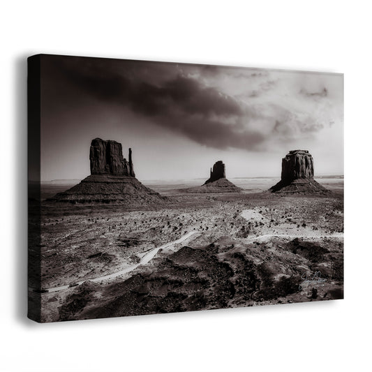Monument Valley Arizona Desert Picture, Black and White Nature Photo, Bohemian Style Relaxation Artwork for Meditation, Apartment, Office & House Decor
