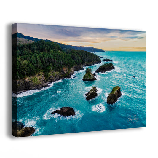 Aerial Oregon Coast Ocean Picture Sunrise, Pacific Northwest Nature Photo