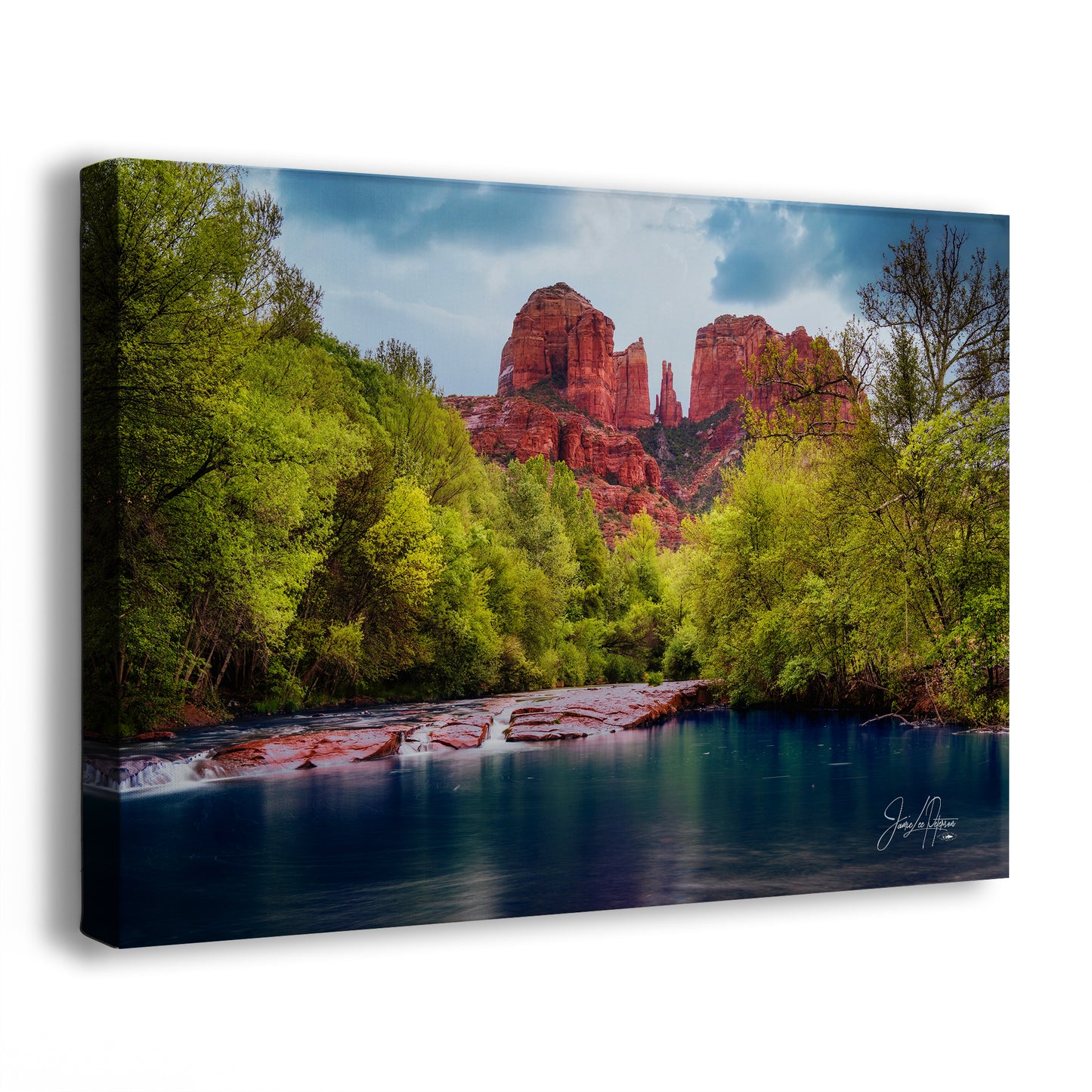 Cathedral Rock with Oak Creek, Sedona Arizona Desert Picture Nature Photo Relaxation Artwork for Meditation, Office, and House Decor