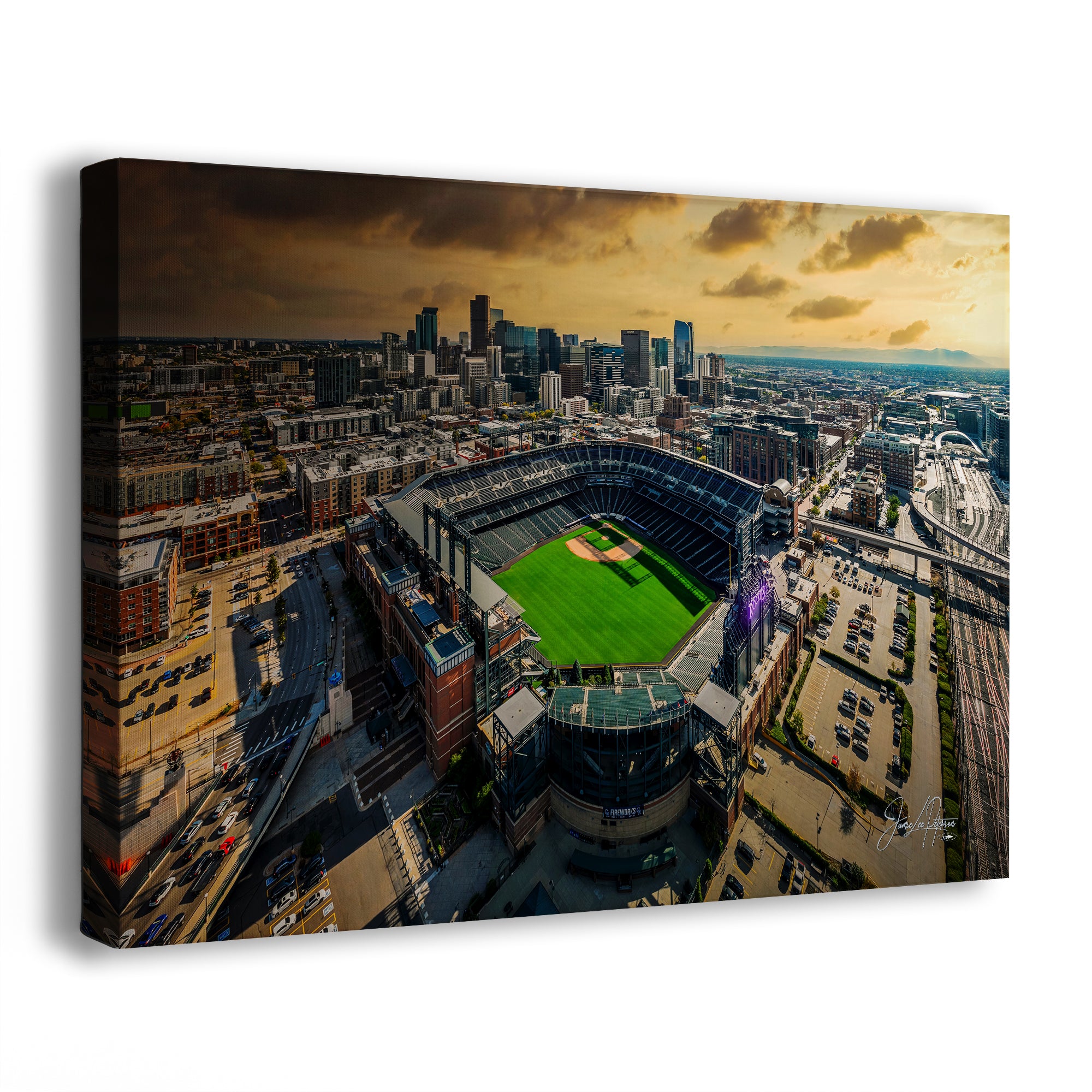 Colorado Rockies Baseball Stadium, Coors Field Denver Colorado Skyline Print for Man Cave Decor & Sports Fans