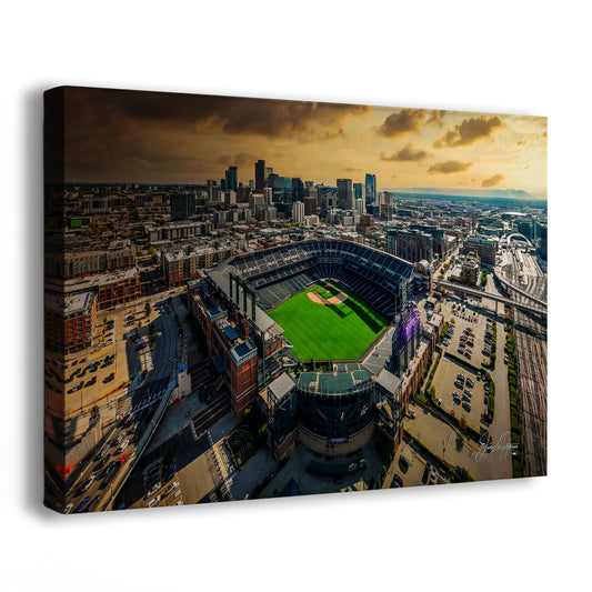 Colorado Rockies Baseball Stadium, Coors Field Denver Colorado Skyline Print for Man Cave Decor & Sports Fans