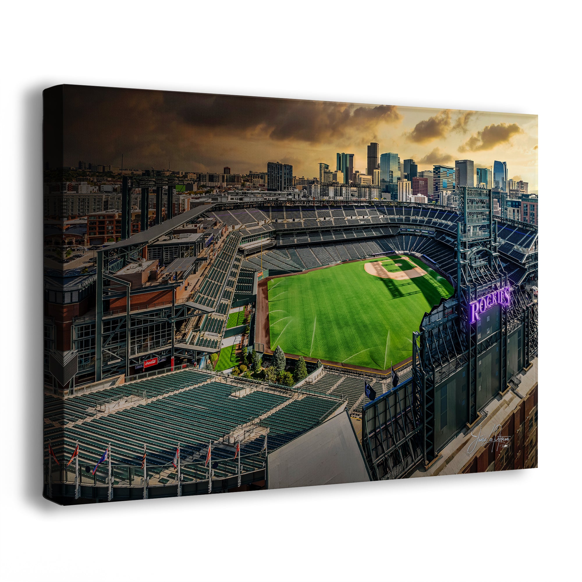 Colorado Rockies Baseball Stadium Wall Art | Coors Field Denver Colorado Skyline Print for Man Cave Decor & Sports Fans