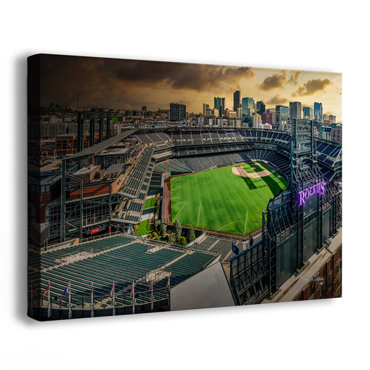 Colorado Rockies Baseball Stadium Wall Art | Coors Field Denver Colorado Skyline Print for Man Cave Decor & Sports Fans