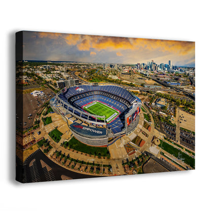 Denver Broncos Football Stadium | Mile High Stadium Denver Colorado Skyline Print | Sports Decor, Man Cave Art