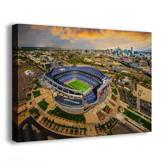 Denver Broncos Football Stadium | Mile High Stadium Denver Colorado Skyline Print | Sports Decor, Man Cave Art