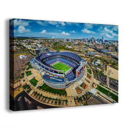 Denver Broncos Football, Mile High Stadium Denver Colorado Skyline Print Sports Decor, Man Cave Art