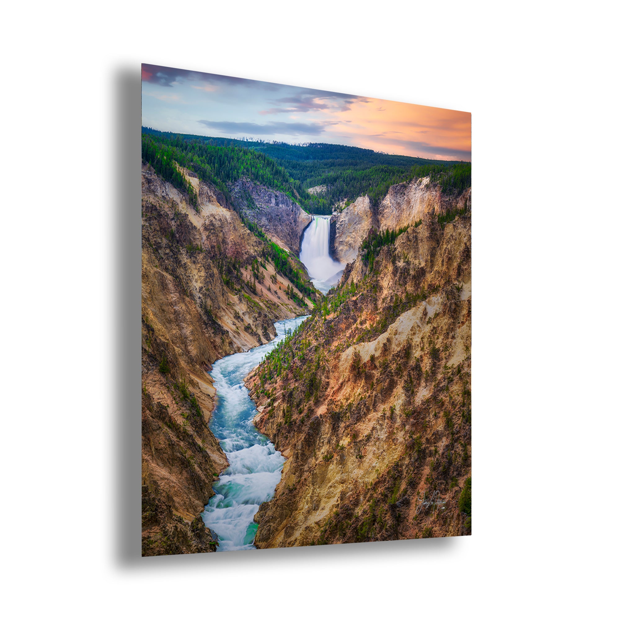 Yellowstone Falls National Park Canyon Waterfall Picture Nature Photo Relaxation Artwork Bohemian Style Wyoming Landscape, Meditation & House Decor