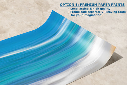 Bright Beach Waves Ocean Picture Impressionist Art Nature Photo, Relaxation Artwork for Coastal Meditation, Office, and House Decor