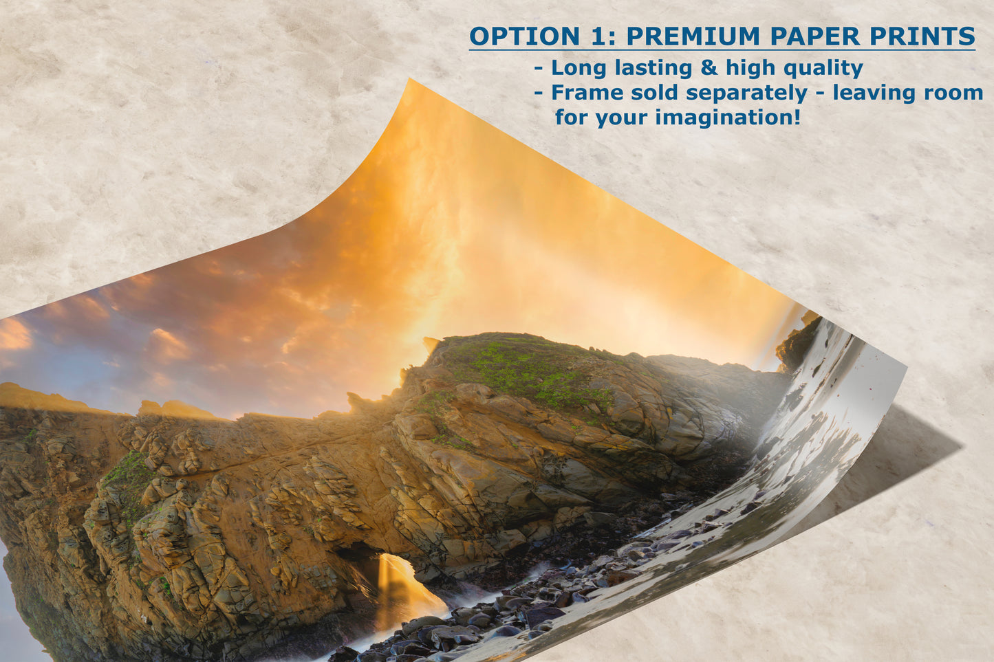 Pfeiffer Beach Big Sur California Coastline Ocean Picture Nature Photo of Keyhole Arch, Relaxation Artwork, Meditation, Office House Decor