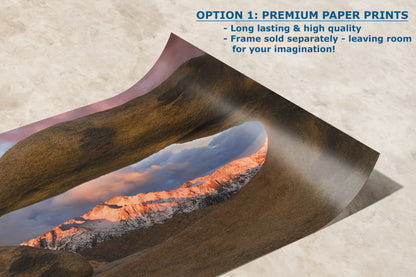 Lone Pine & Mobius Arch Mountain Picture, Nature Photo from Alabama Hills for Relaxation Art for Meditation, Office, and House Decor