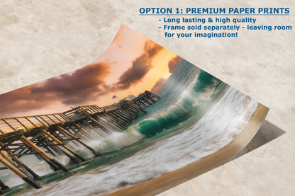 Southern California Coastline Ocean Picture Nature Photo, Relaxation Artwork, Newport Beach Pier Wall Art, Coastal Sunset Decor