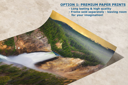 Yellowstone Falls National Park Waterfall Picture Nature Photo Relaxation Artwork Bohemian Style Wyoming Landscape, Meditation & House Decor