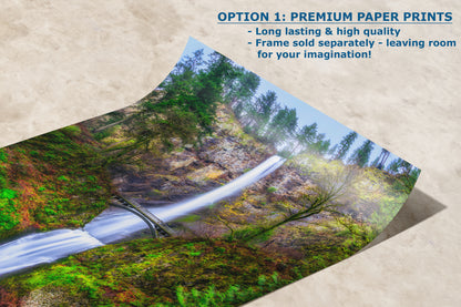 Multnomah Waterfall Picture Nature Photo Wall Art, Pacific Northwest Oregon Relaxation Artwork