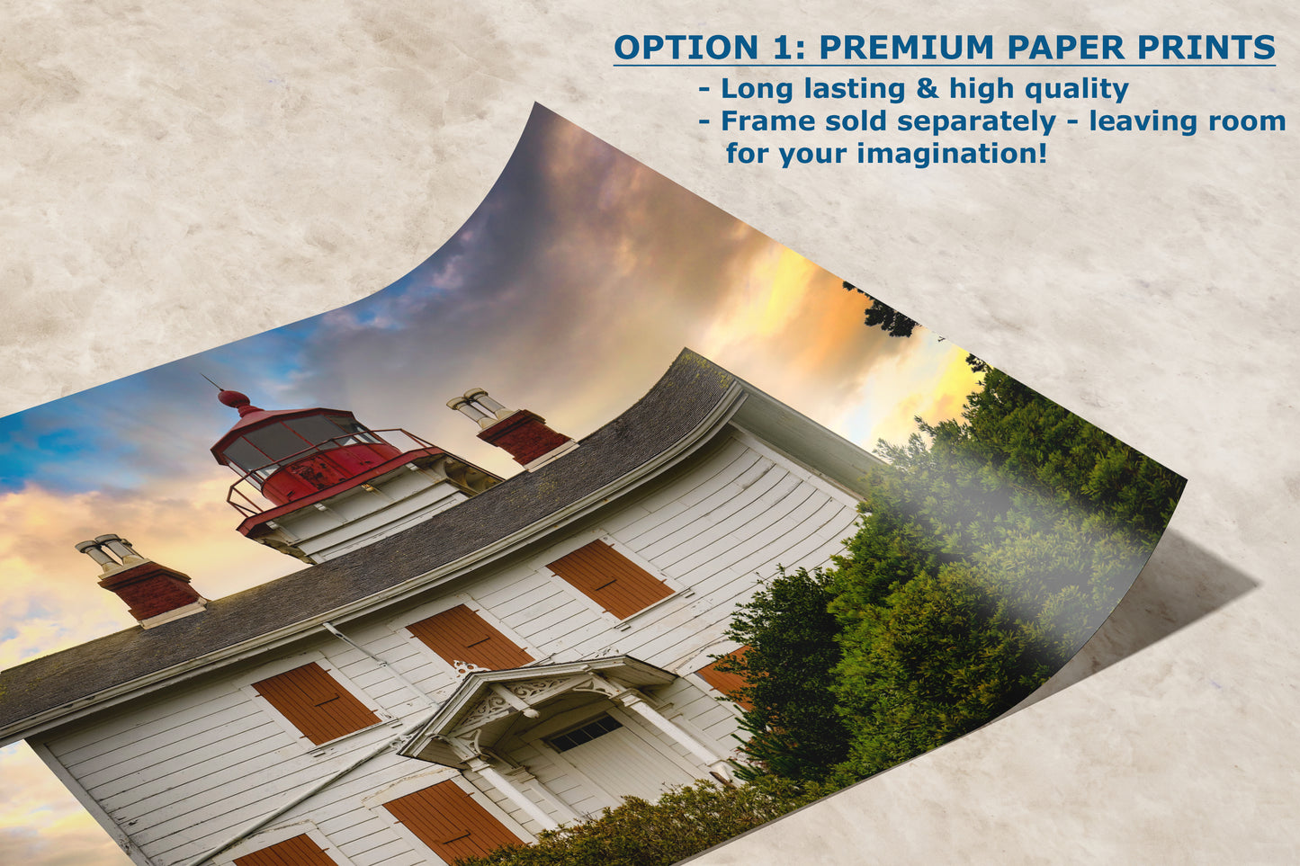 Yaquina Bay Lighthouse Picture, Oregon Coast Ocean Picture, Pacific Northwest Beach Photo Wall Art for Office and Relaxation